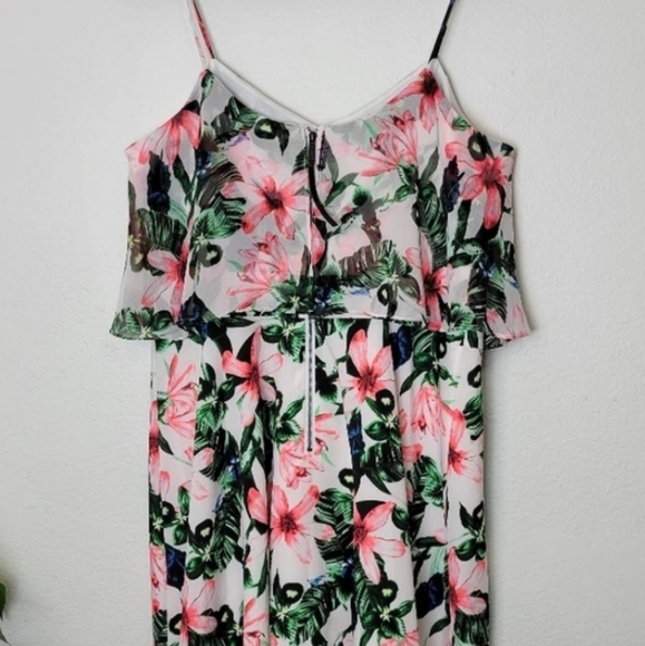 VINCE CAMUTO Jungle Lily Floral Overlay Dress Summer Tropical Size 8 - Picture 4 of 8